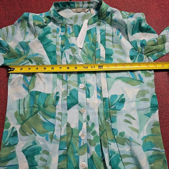 Soft Surroundings Tropical Print Button Up Blouse and Cami Set S Resort Vacation - Picture 12 of 14